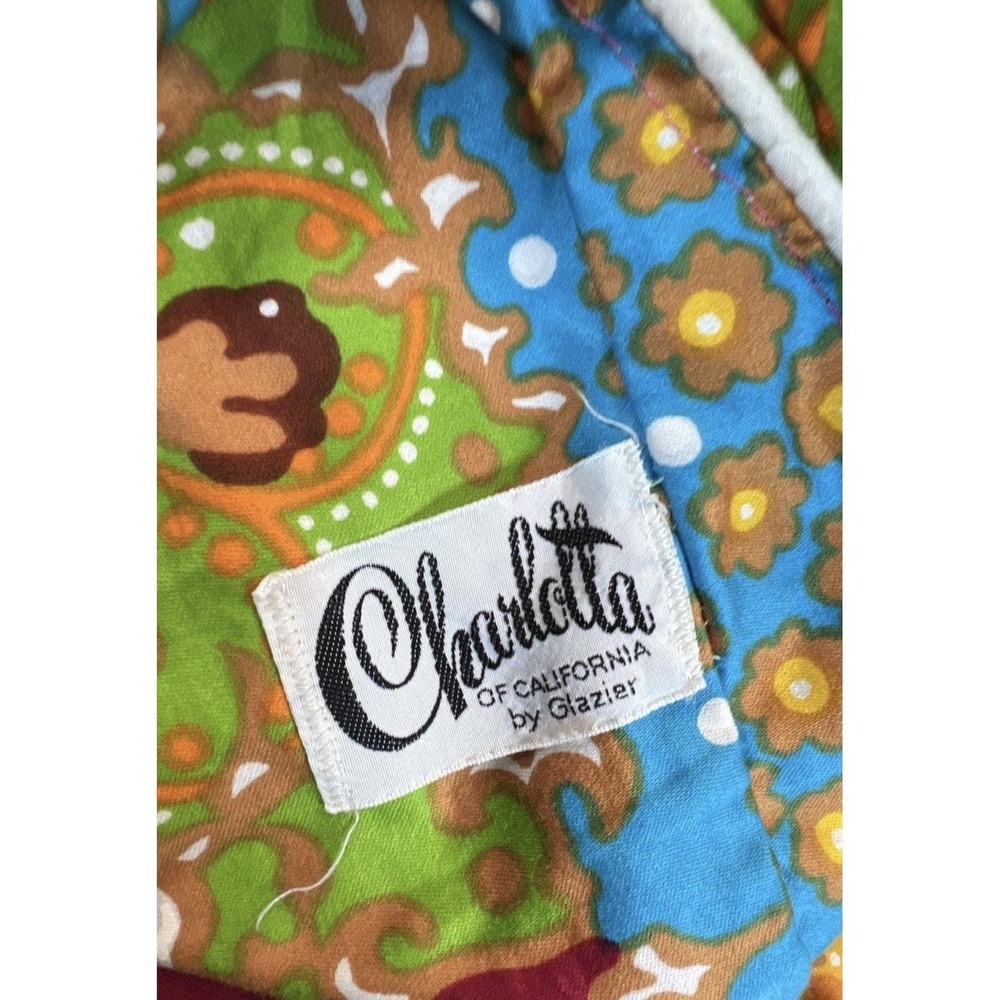 Vintage 1970 Charlotta of California Psychedelic Maxi Dress - Twist Front Detail - Picture 6 of 6
